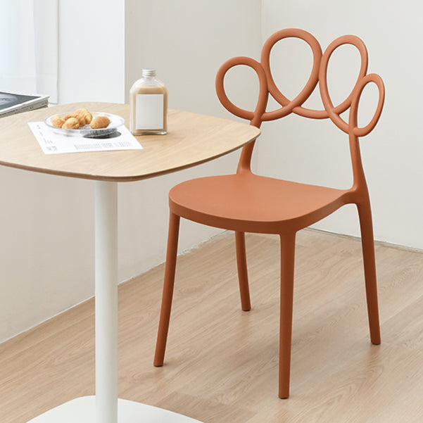 Contemporary Side Chair Armles with Open Back in Plastic Dining Side Chair