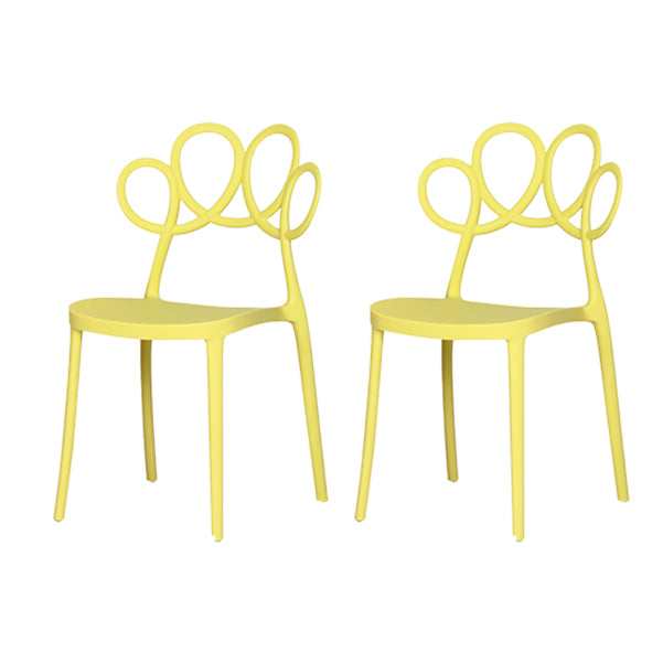 Contemporary Side Chair Armles with Open Back in Plastic Dining Side Chair