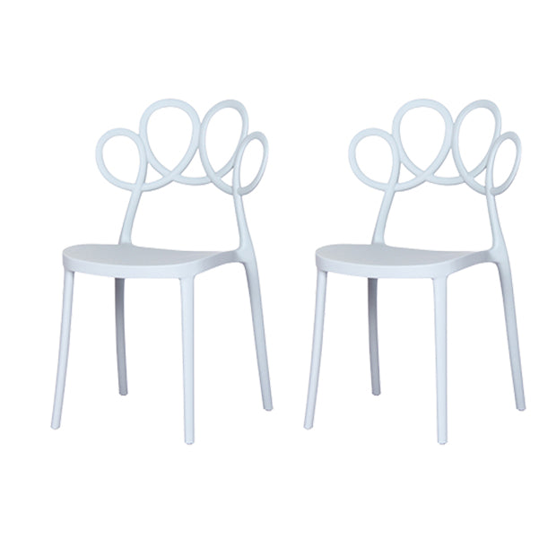 Contemporary Side Chair Armles with Open Back in Plastic Dining Side Chair