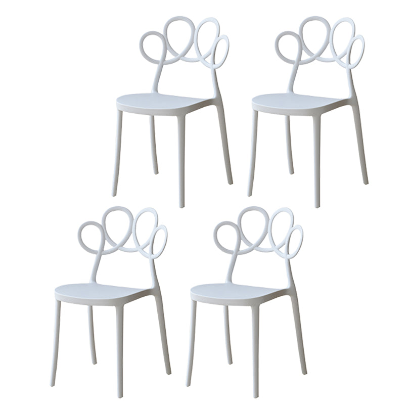 Contemporary Side Chair Armles with Open Back in Plastic Dining Side Chair