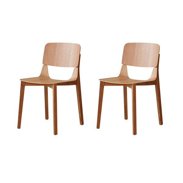 Contemporary Solid Wood Armles Dining Side Chair with Open Back