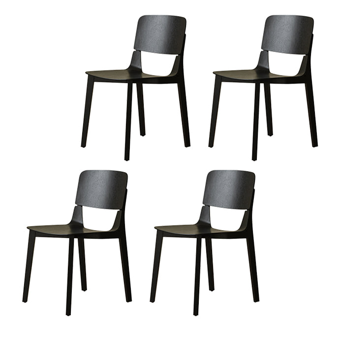 Contemporary Solid Wood Armles Dining Side Chair with Open Back