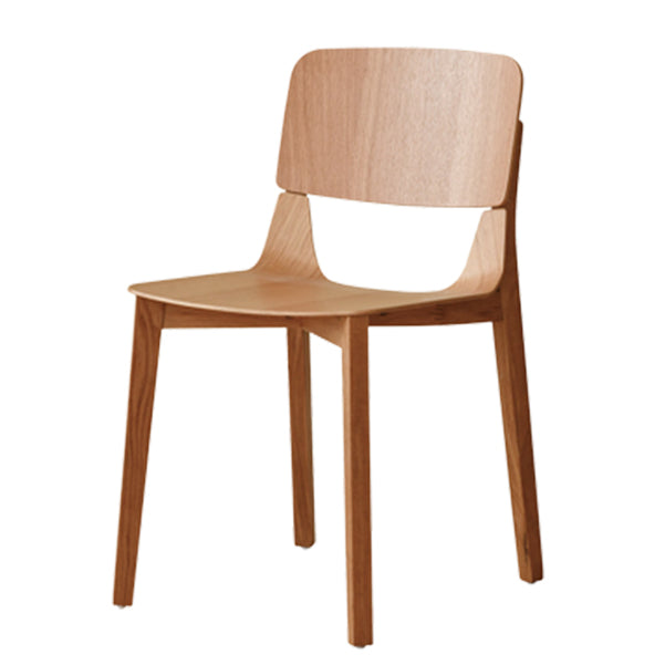 Contemporary Solid Wood Armles Dining Side Chair with Open Back