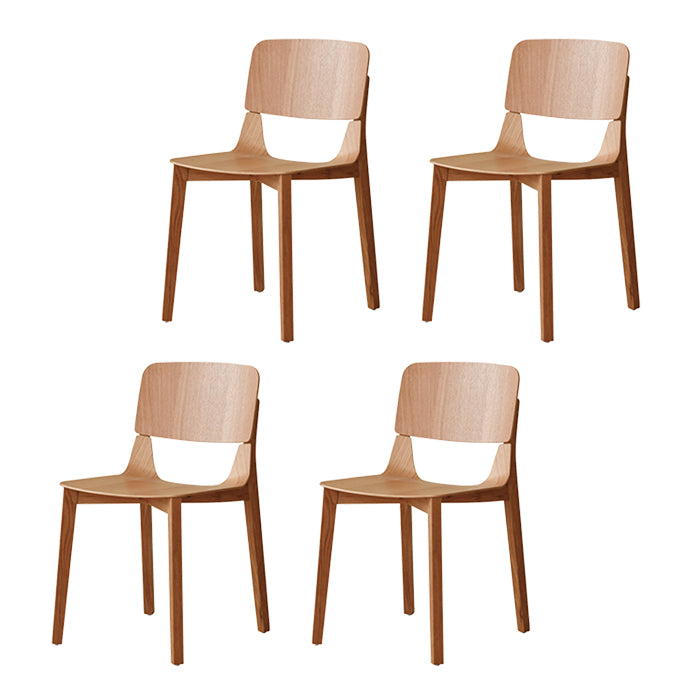 Contemporary Solid Wood Armles Dining Side Chair with Open Back