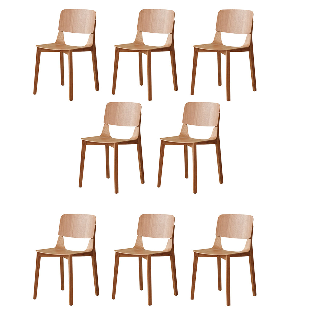 Contemporary Solid Wood Armles Dining Side Chair with Open Back