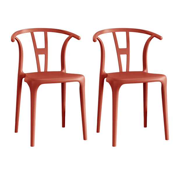 Contemporary Stacking Dining Side Chair in Plastic with Open Back