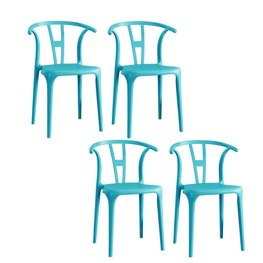 Contemporary Stacking Dining Side Chair in Plastic with Open Back