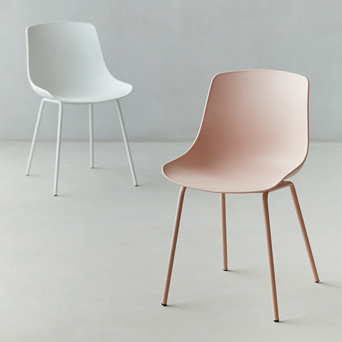 Contemporary Plastic Dining Side Chair with Metal Legs Stacking Chair