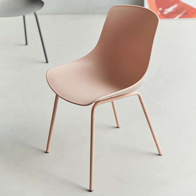 Contemporary Plastic Dining Side Chair with Metal Legs Stacking Chair