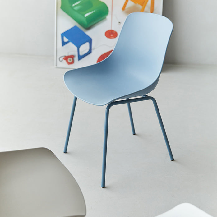 Contemporary Plastic Dining Side Chair with Metal Legs Stacking Chair