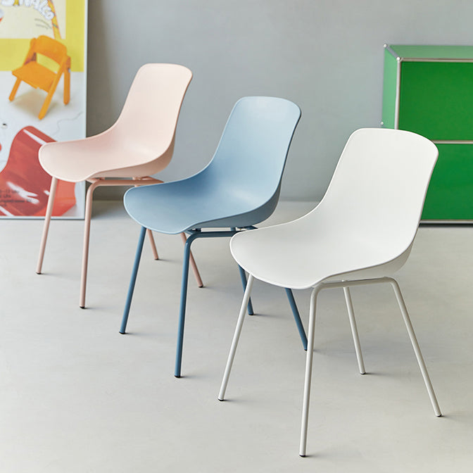 Contemporary Plastic Dining Side Chair with Metal Legs Stacking Chair