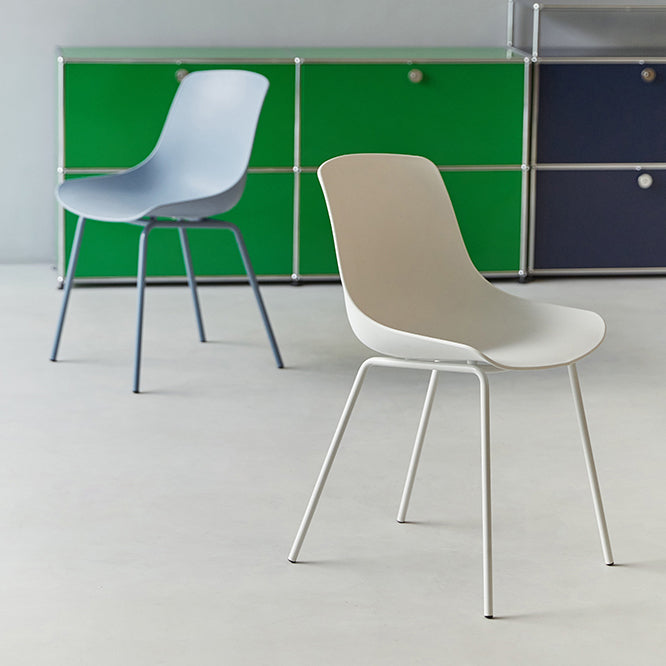 Contemporary Plastic Dining Side Chair with Metal Legs Stacking Chair