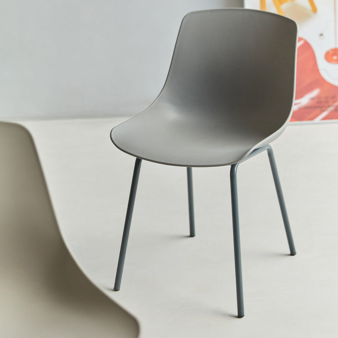 Contemporary Plastic Dining Side Chair with Metal Legs Stacking Chair