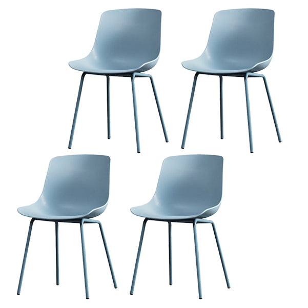 Contemporary Plastic Dining Side Chair with Metal Legs Stacking Chair