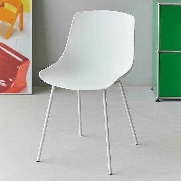 Contemporary Plastic Dining Side Chair with Metal Legs Stacking Chair