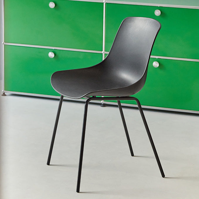 Contemporary Plastic Dining Side Chair with Metal Legs Stacking Chair