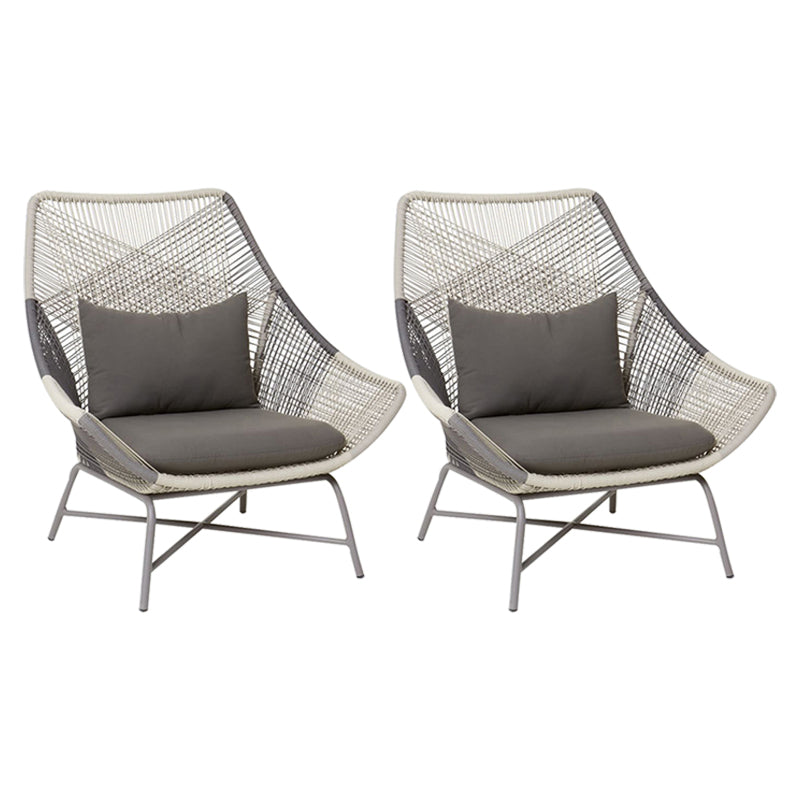 Contemporary Metal Base Dining Armchair in Grey with Open Back