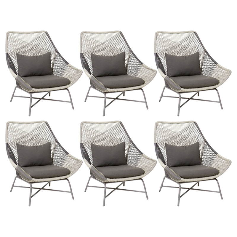 Contemporary Metal Base Dining Armchair in Grey with Open Back