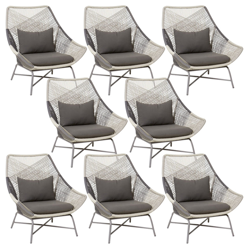 Contemporary Metal Base Dining Armchair in Grey with Open Back