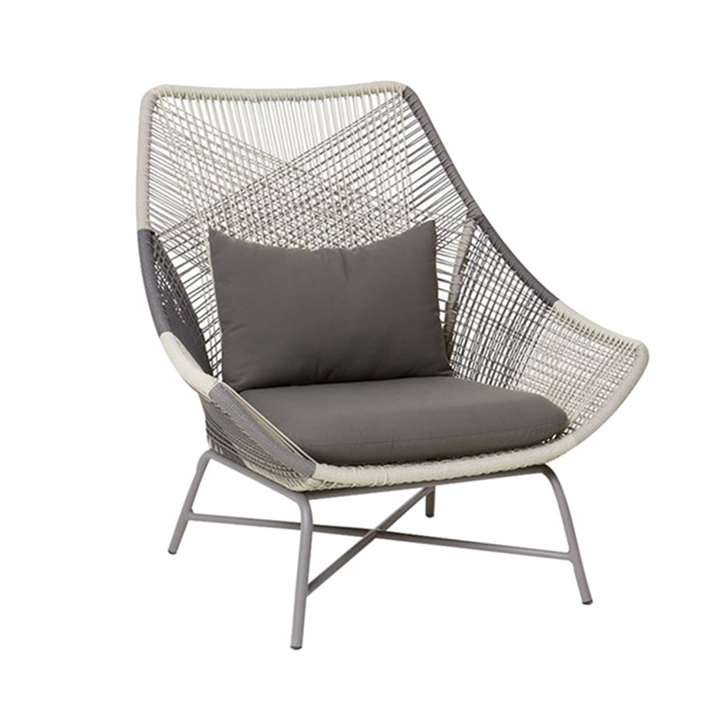 Contemporary Metal Base Dining Armchair in Grey with Open Back