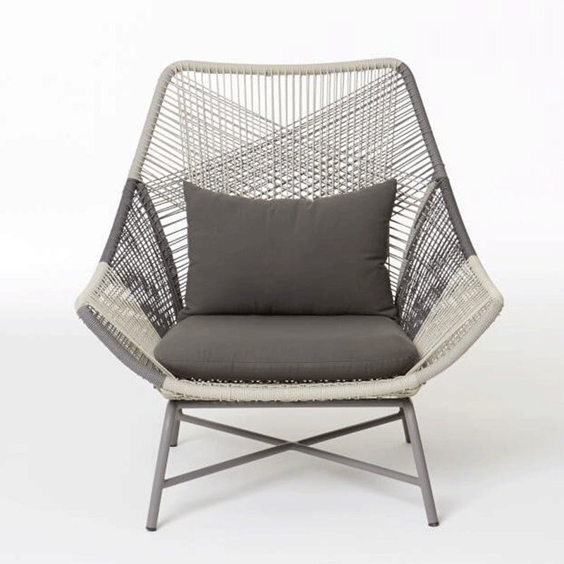 Contemporary Metal Base Dining Armchair in Grey with Open Back