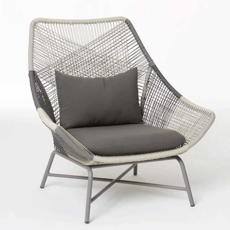 Contemporary Metal Base Dining Armchair in Grey with Open Back