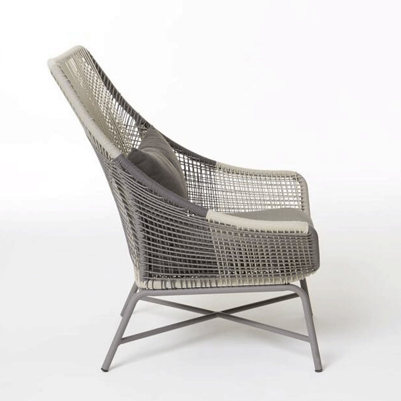 Contemporary Metal Base Dining Armchair in Grey with Open Back