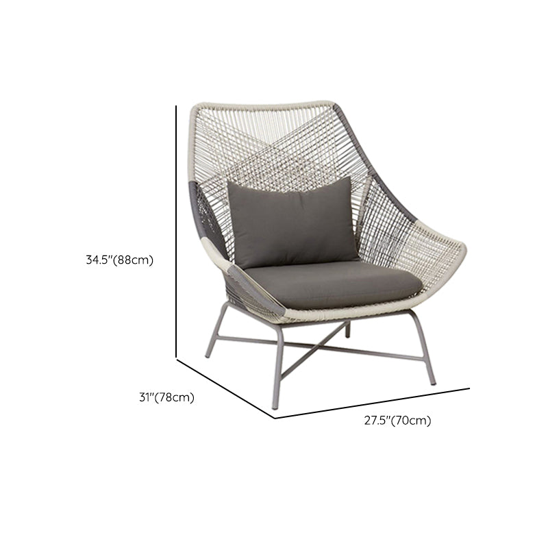 Contemporary Metal Base Dining Armchair in Grey with Open Back