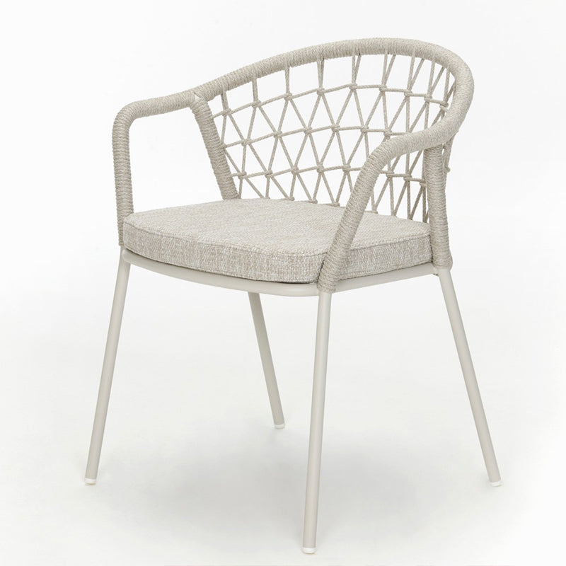 Contemporary Metal Base Dining Armchair with Fabric Open Back