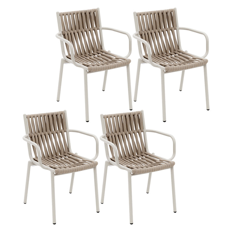 Contemporary Dining Armchair with Fabric Back and Metal Legs