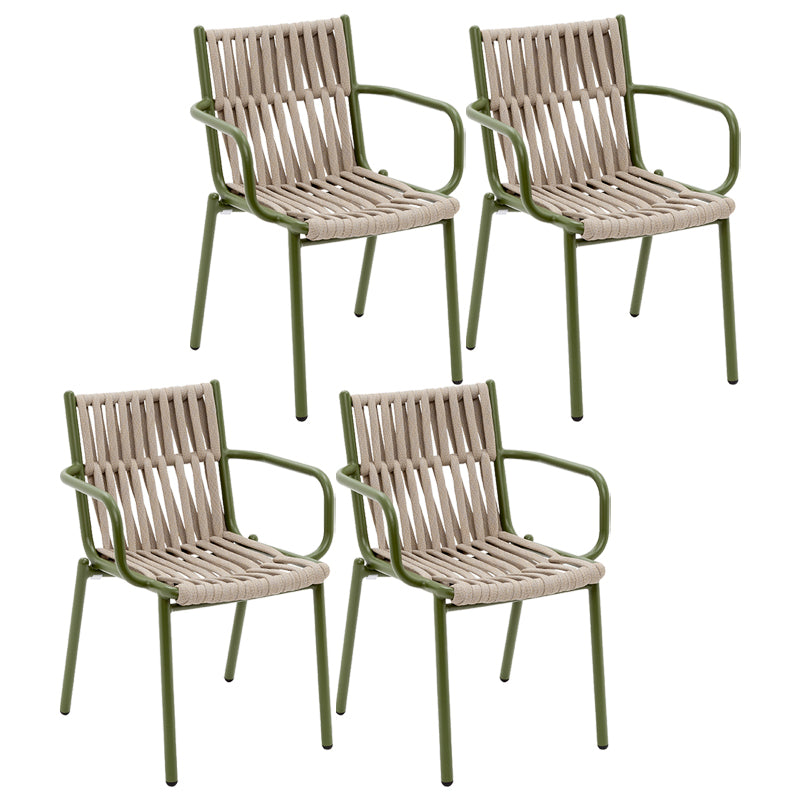 Contemporary Dining Armchair with Fabric Back and Metal Legs