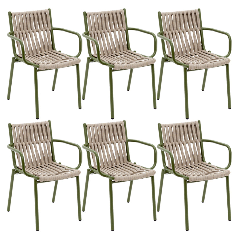 Contemporary Dining Armchair with Fabric Back and Metal Legs