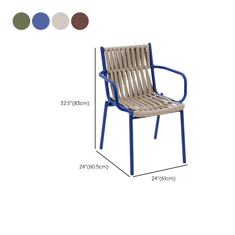 Contemporary Dining Armchair with Fabric Back and Metal Legs