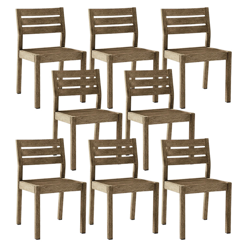 Modern Solid Wood Dining Side Chair Armless Outdoor Bistro Chairs