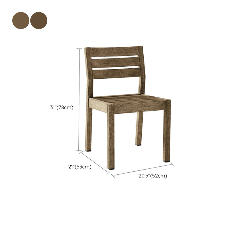 Modern Solid Wood Dining Side Chair Armless Outdoor Bistro Chairs