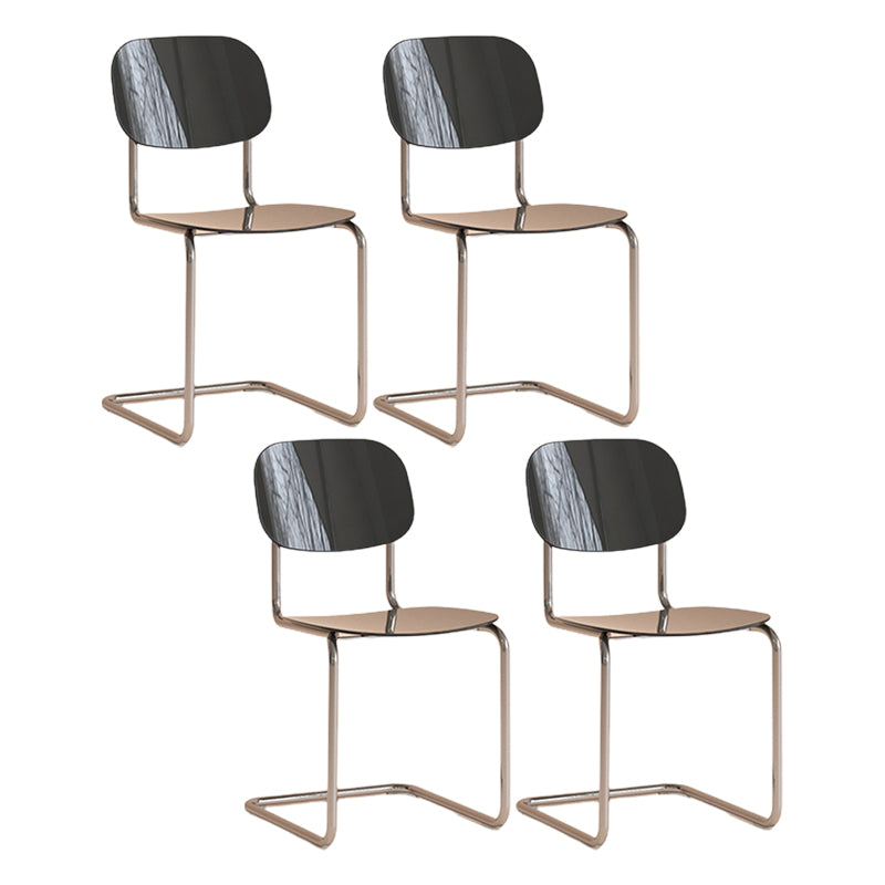 Modern Fixed Back Dining Side Chair Armless Outdoor Bistro Chairs