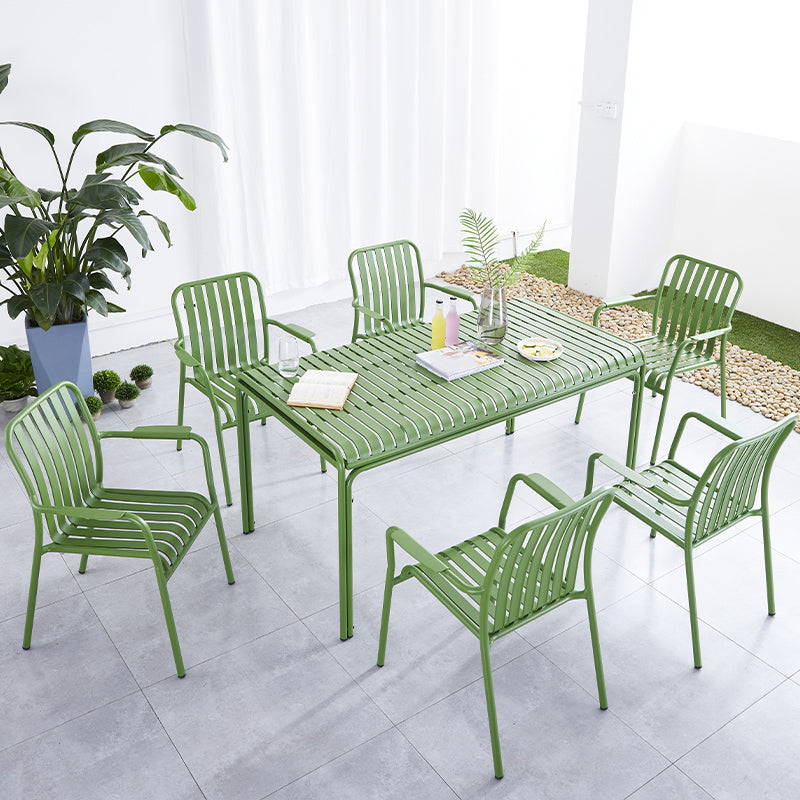 Green Stacking Dining Side Chair Arms Included Outdoor Bistro Chairs