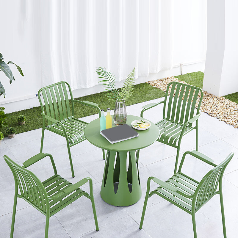 Green Stacking Dining Side Chair Arms Included Outdoor Bistro Chairs