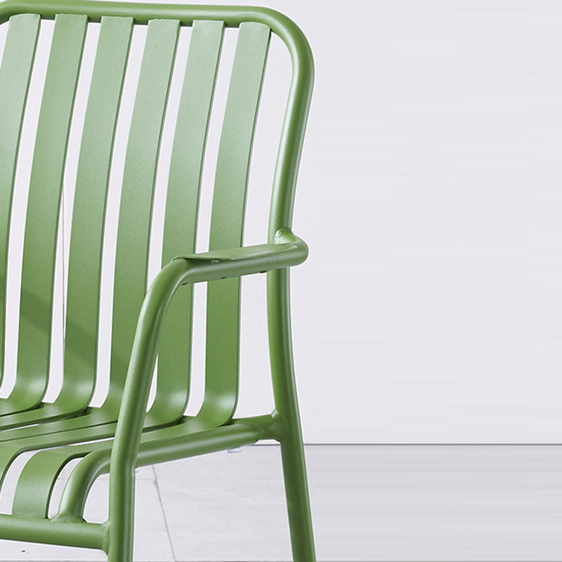 Green Stacking Dining Side Chair Arms Included Outdoor Bistro Chairs