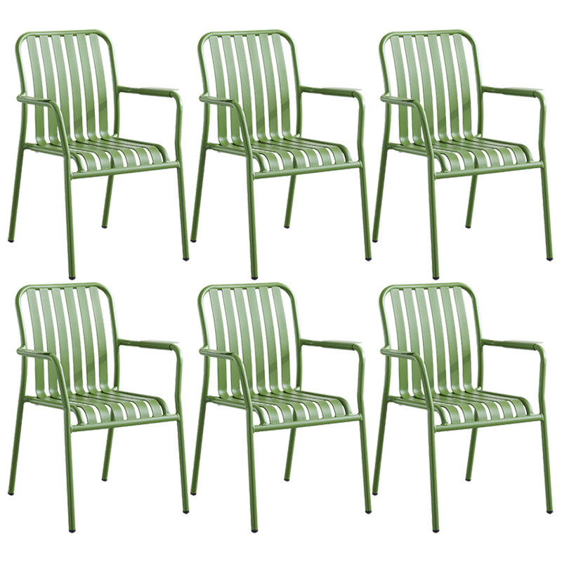 Green Stacking Dining Side Chair Arms Included Outdoor Bistro Chairs