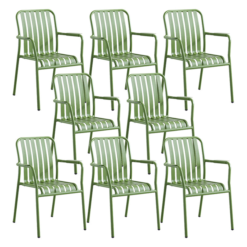 Green Stacking Dining Side Chair Arms Included Outdoor Bistro Chairs