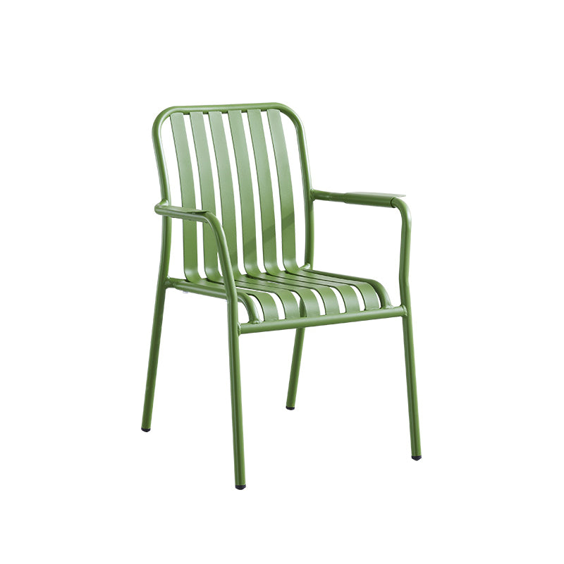 Green Stacking Dining Side Chair Arms Included Outdoor Bistro Chairs