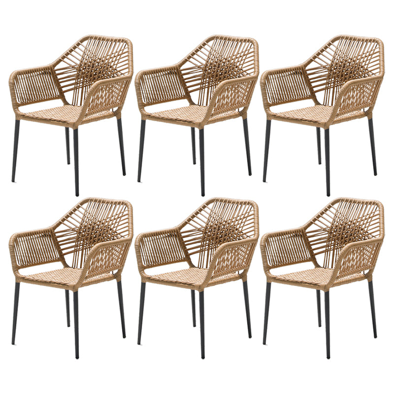 Tropical Stacking Dining Side Chair Woven Back Outdoor Bistro Chairs