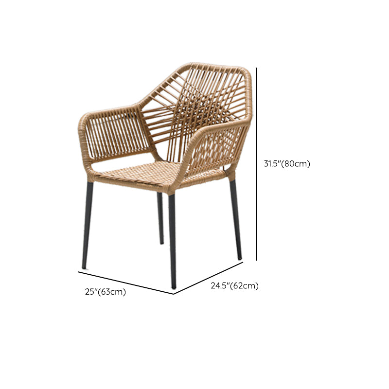 Tropical Stacking Dining Side Chair Woven Back Outdoor Bistro Chairs