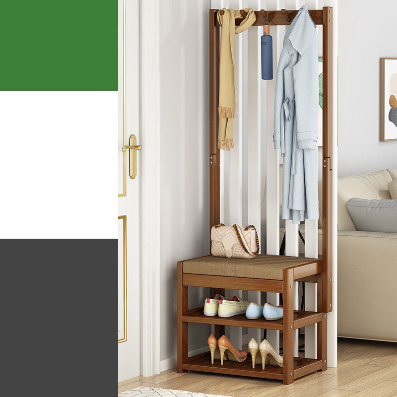 Modern Coat Rack Free Standing Solid Wood Storage Shelves Clothes Hanger with Cushion