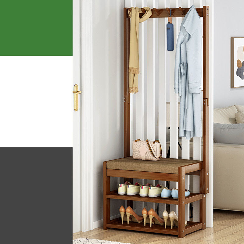 Modern Coat Rack Free Standing Solid Wood Storage Shelves Clothes Hanger with Cushion