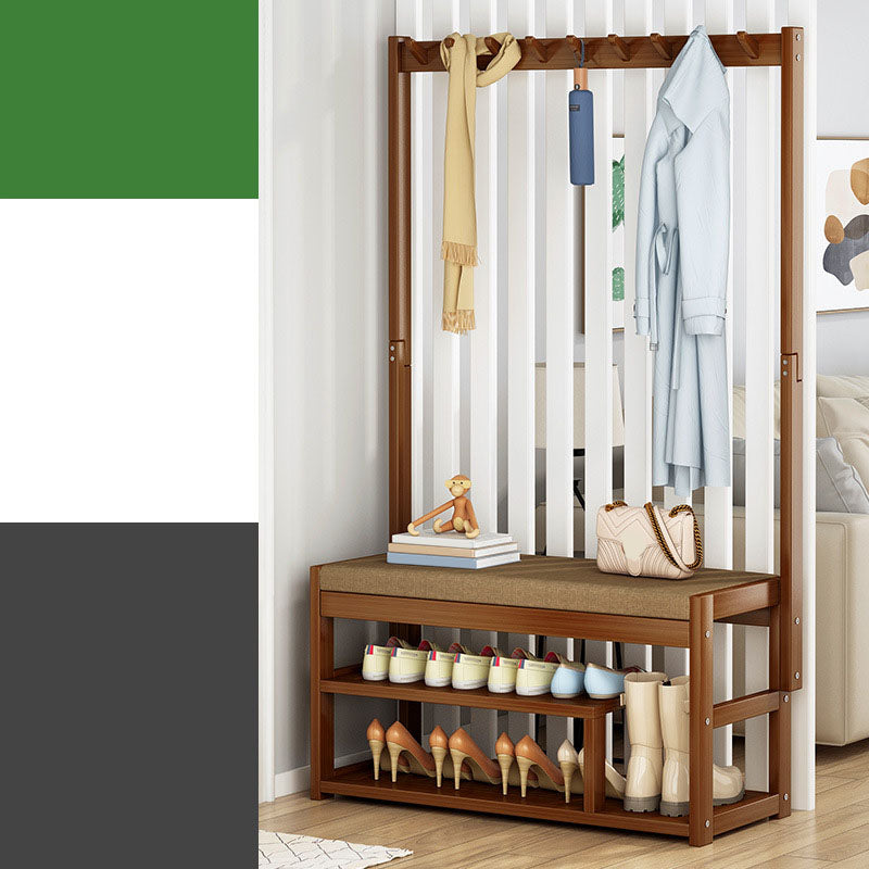 Modern Coat Rack Free Standing Solid Wood Storage Shelves Clothes Hanger with Cushion