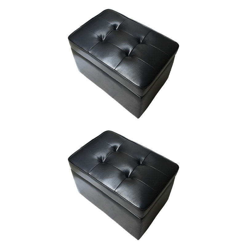 Footstools Genuine Leather Storage Ottomans 15.6 Inch Rectangle Foot Stool