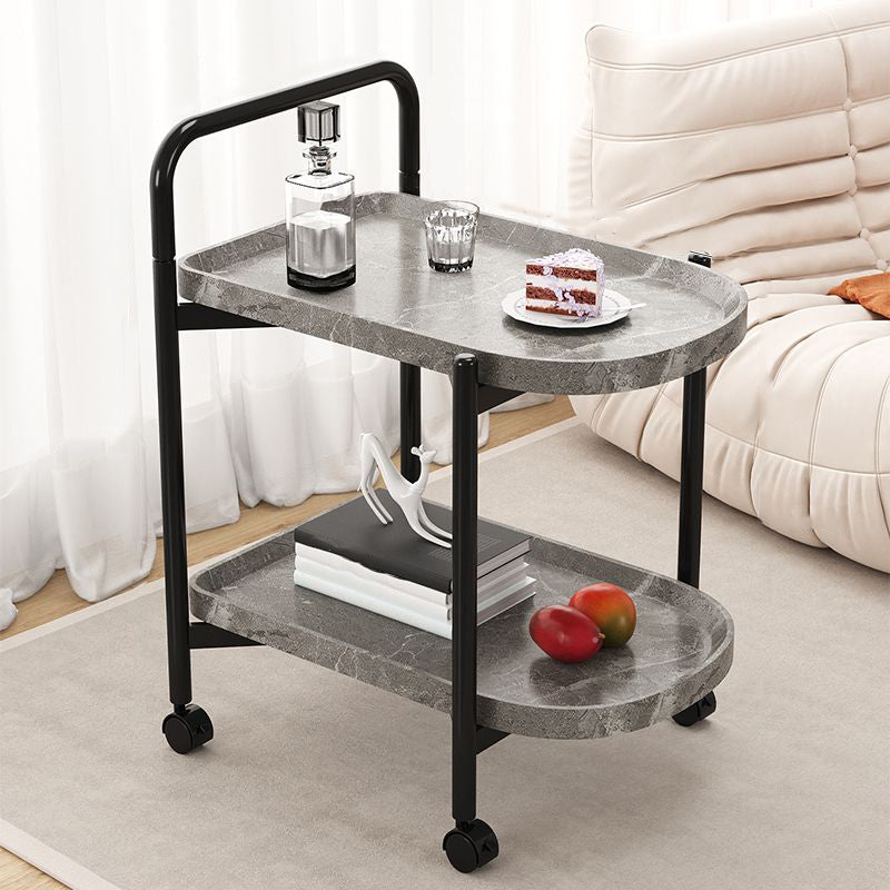 Black Metal 3 Legs Side Table Modernistic Sofa Side Accent Table with Shelf