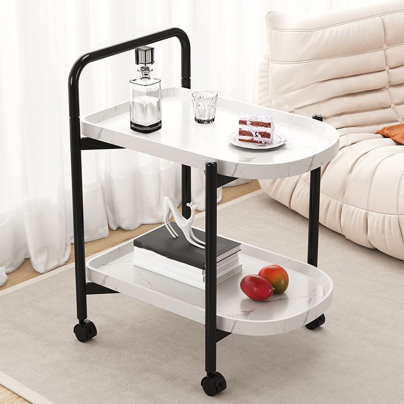 Black Metal 3 Legs Side Table Modernistic Sofa Side Accent Table with Shelf